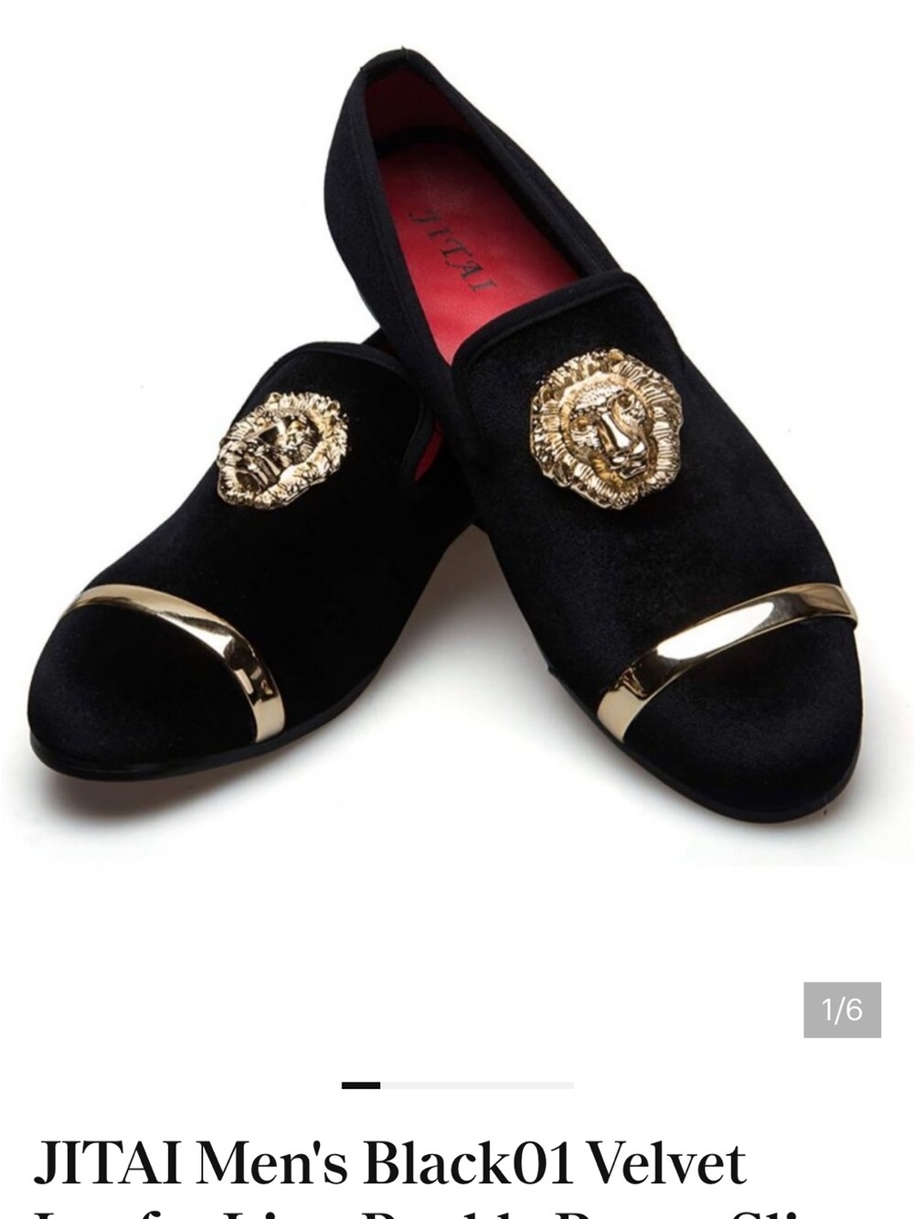 Tai Black Velvet Men's Slip-On Loafers with Gold Lion Medallion